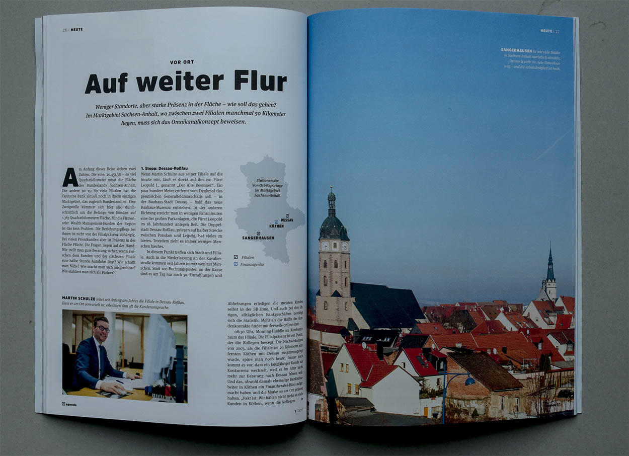 15/53&emsp;&emsp;&emsp;&emsp;AGENDA Magazine - Banking in the rural area of Saxony-Anhalt - Agency: Zimmermann Editorial - Client: Deutsche Bank - 2017