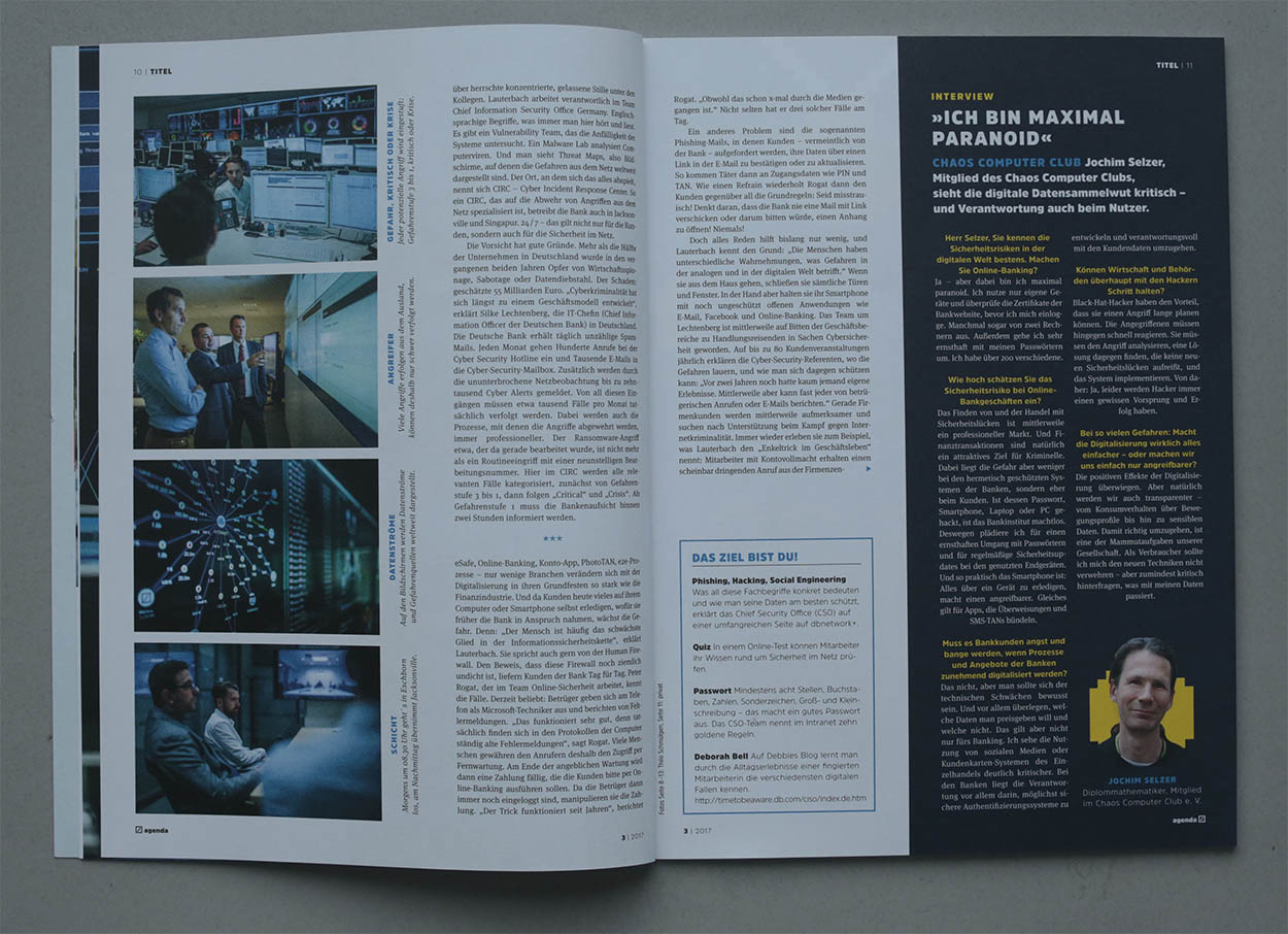2/53&emsp;&emsp;&emsp;&emsp;AGENDA Magazine - Cyber Crime Frankfurt/Main - Agency: Zimmermann Editorial - Client: Deutsche Bank - 2017