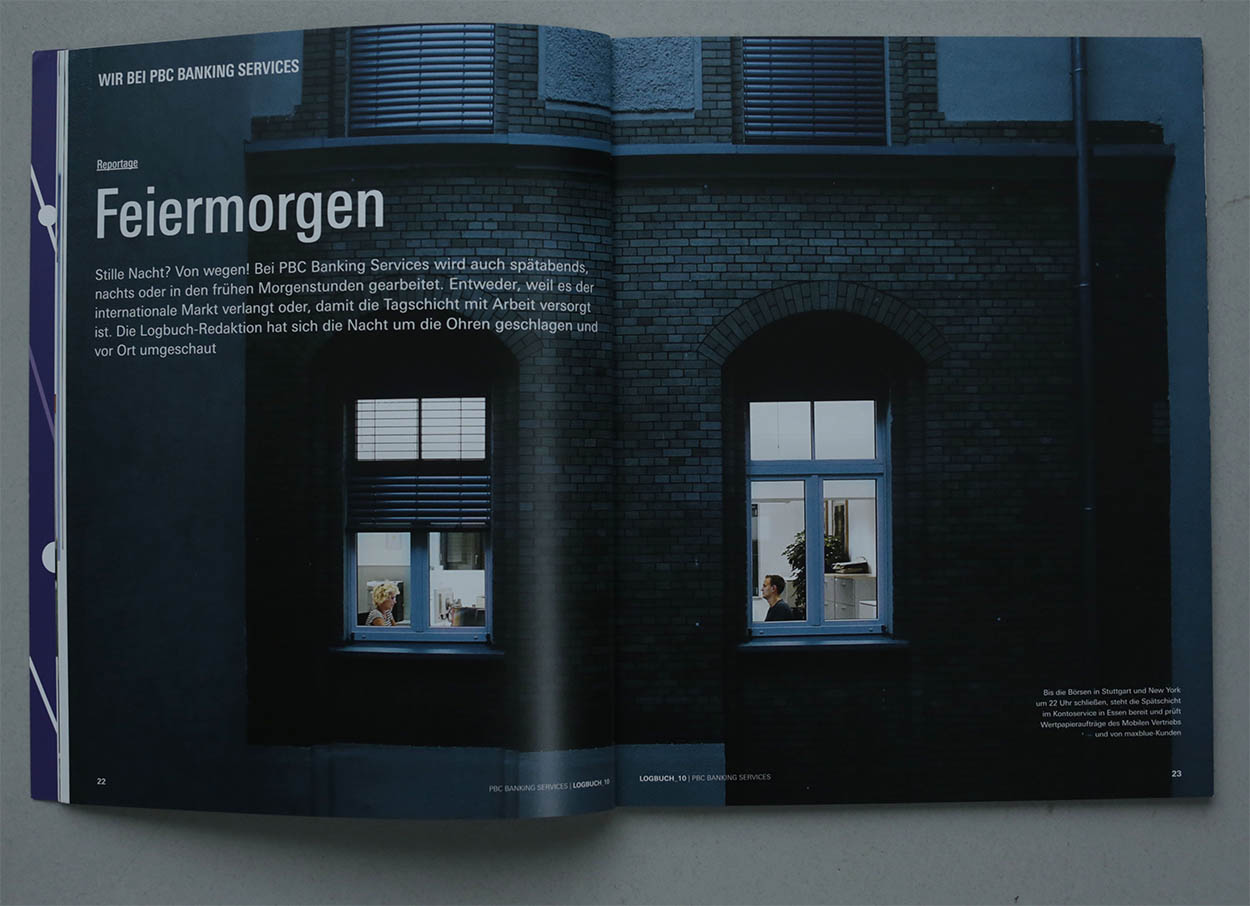 25/53&emsp;&emsp;&emsp;&emsp;Logbuch - Night shift - Agency: Zimmermann Editorial - Client: PBC Banking - 2016